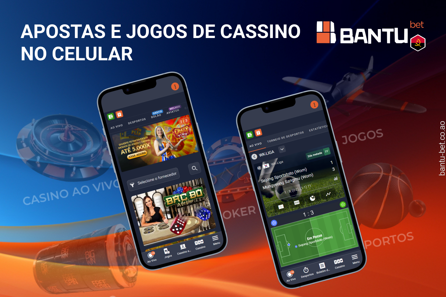 A Bantubet traz uma variedade de apostas esportivas e jogos de cassino direto pro seu celular